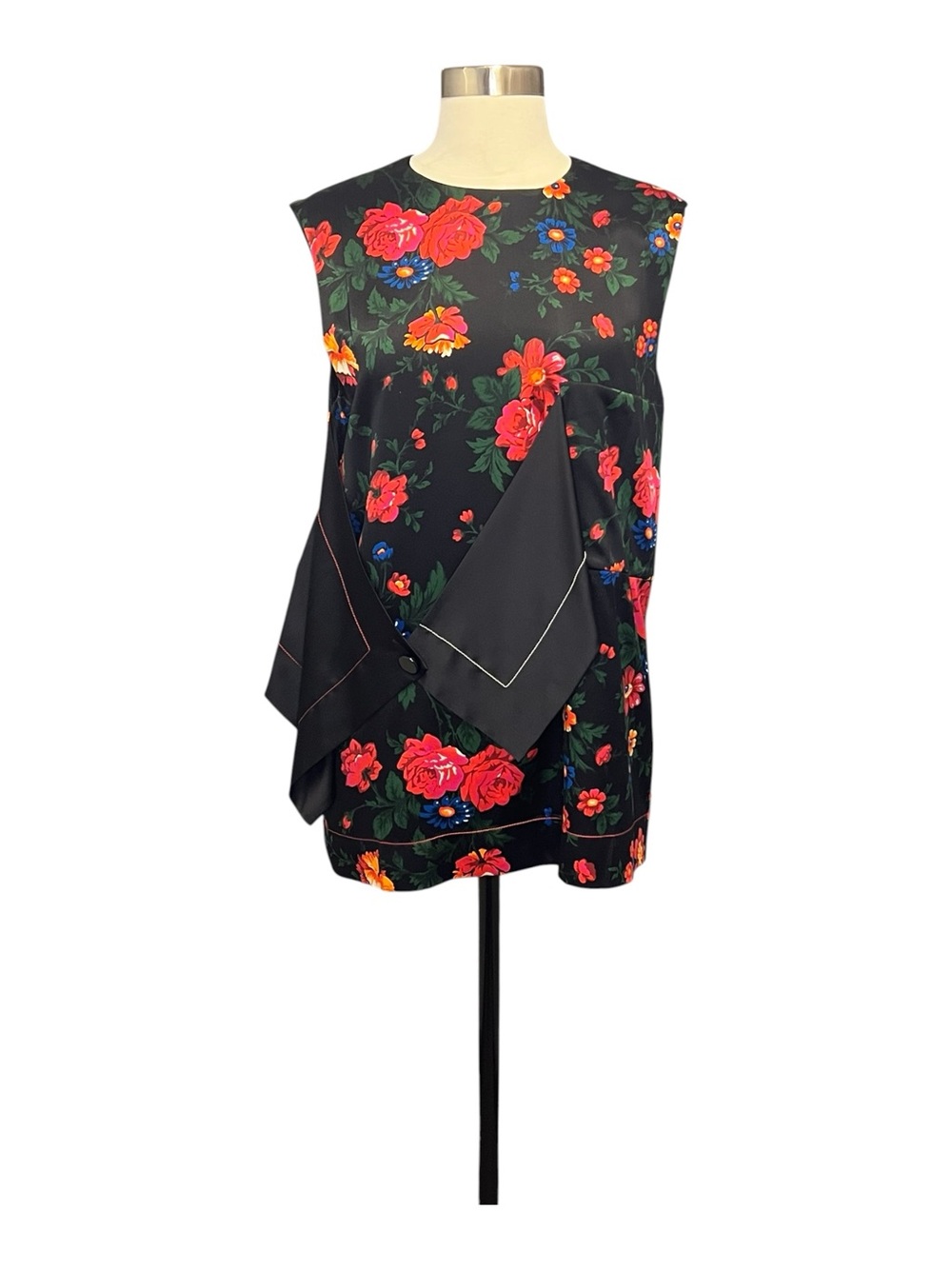 Celine "Printed Motion" Floral Silk Top By Phoebe Philo